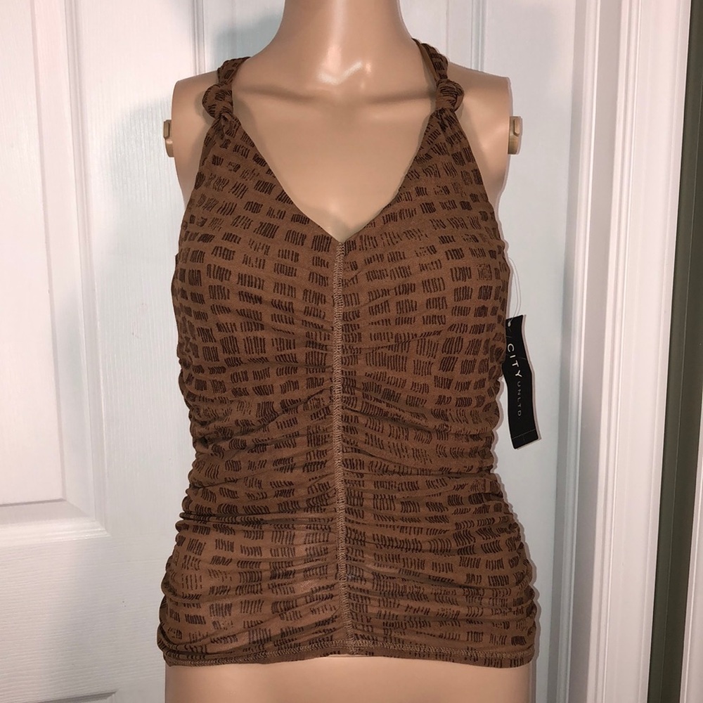 City Unltd. Brown Print Top. NWT. XS